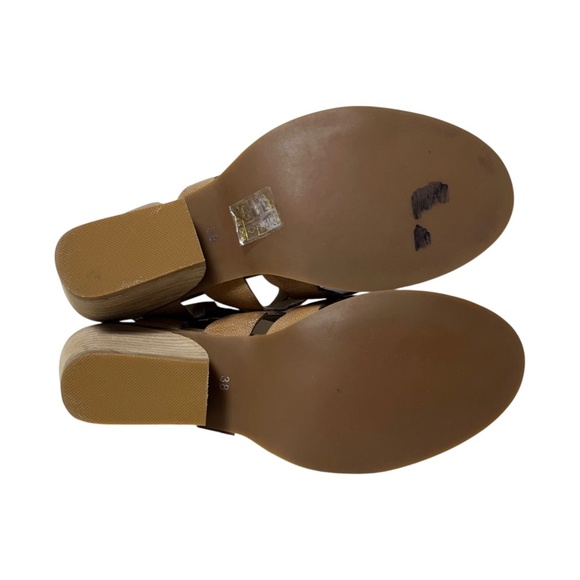 ANTELOPE Brown Tan Leather Scallop Crossover Ankle Strap Sandals Size 38 7 7.5 - Picture 8 of 11